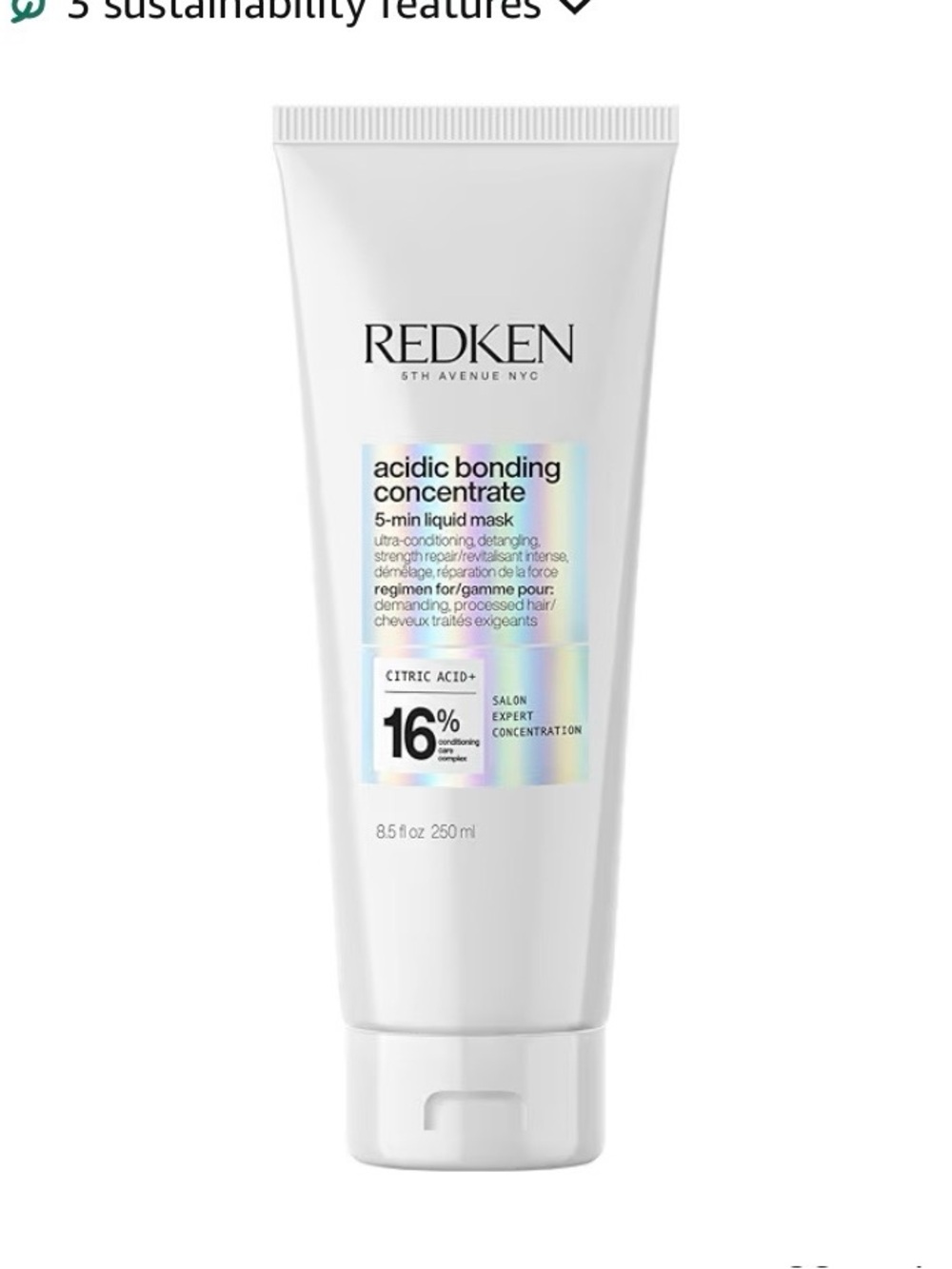 New REDKEN 16 citric  Acidic Bonding Concentrate 5-Min Liquid Mask - White